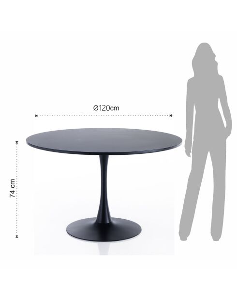 Table ronde Kyoto 120 noire - 74xØ.120 cm