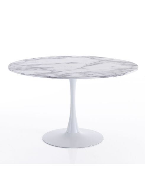 Table ronde Kyoto 120 Marble blanc/marbre - 74xØ.120 cm