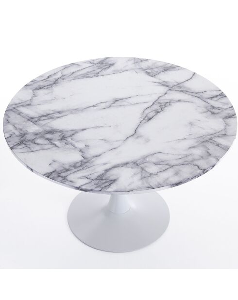 Table ronde Kyoto 120 Marble blanc/marbre - 74xØ.120 cm