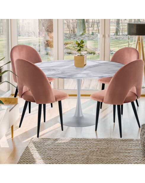 Table ronde Kyoto 120 Marble blanc/marbre - 74xØ.120 cm