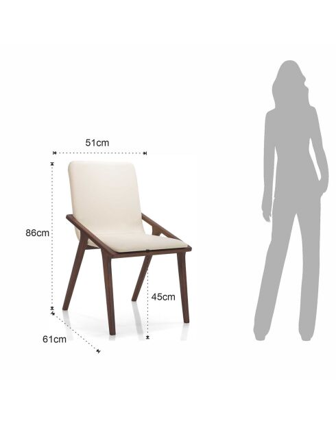 2 Chaises Gemma noyer/beige - 86x51x61 cm