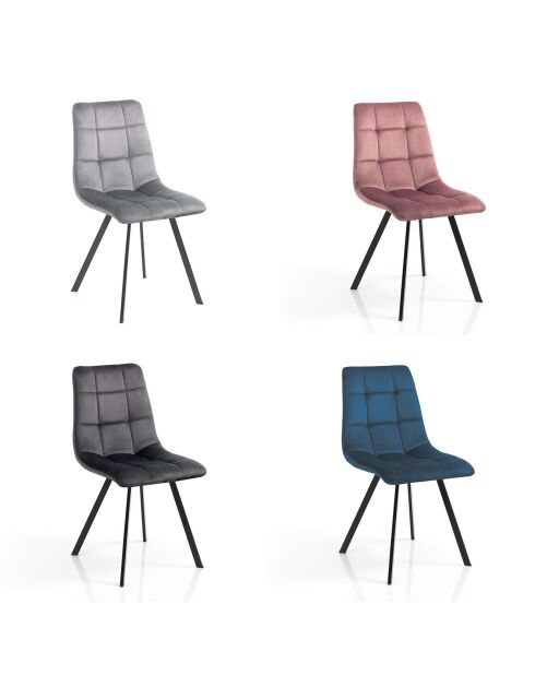 4 Chaises Toffee Colors gris/rose/noir/bleu - 87x44x56