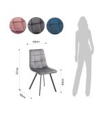 4 Chaises Toffee Colors gris/rose/noir/bleu - 87x44x56