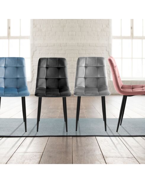 4 Chaises Faffy Pink rose/noir - 85x42x53 cm