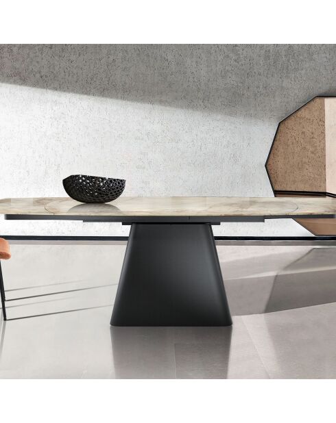 Table à rallonges Eran marbre jaune doré - 78x90x160/240 cm