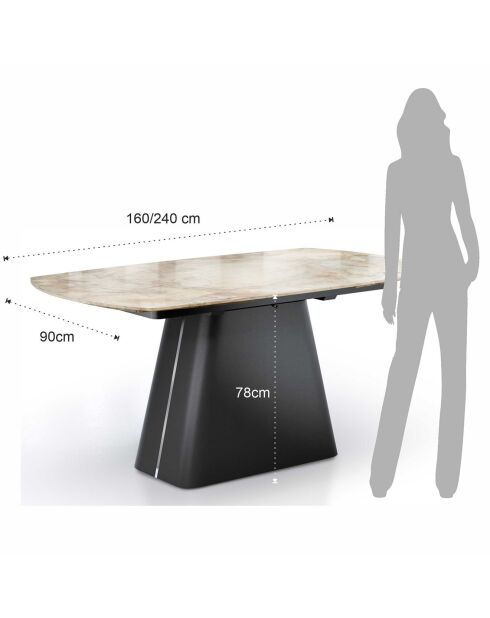 Table à rallonges Eran marbre jaune doré - 78x90x160/240 cm