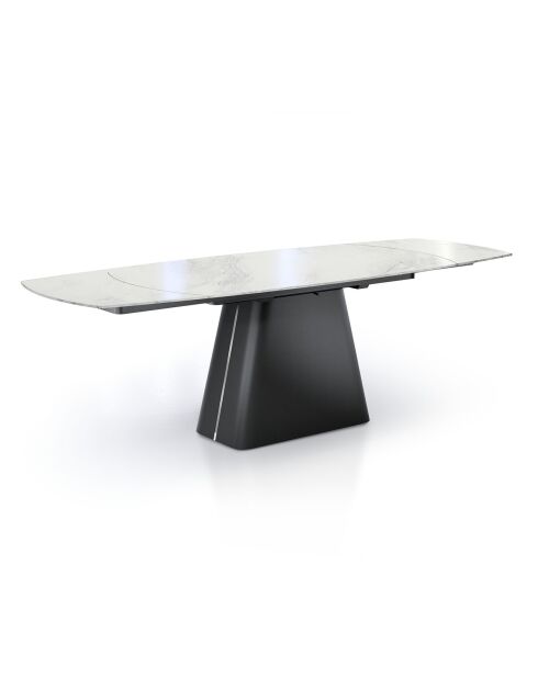 Table à rallonges Eran marbre blanc brillant - 78x90x160/240 cm