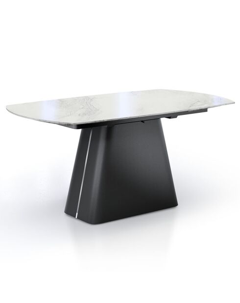 Table à rallonges Eran marbre blanc brillant - 78x90x160/240 cm