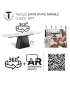 Table à rallonges Eran marbre blanc brillant - 78x90x160/240 cm