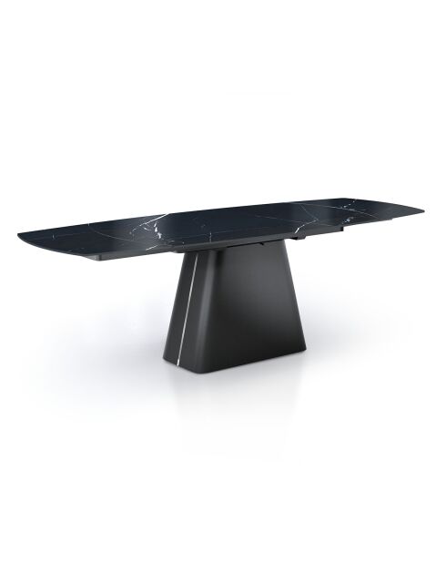 Table à rallonges Eran marbre noir brillant - 78x90x160/240 cm