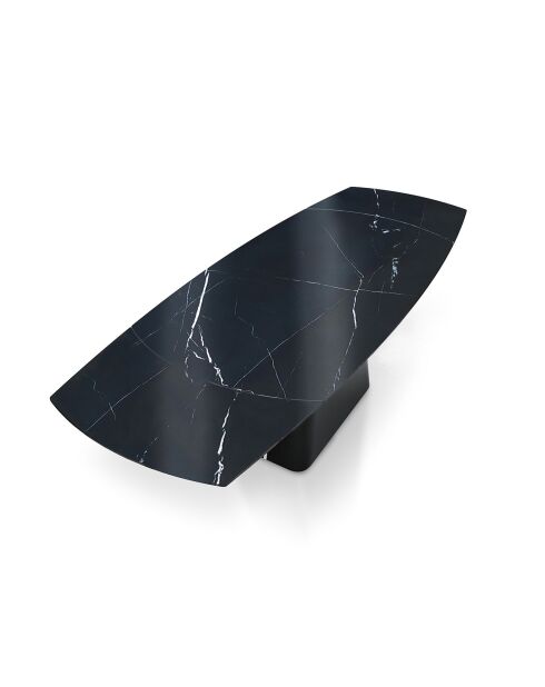 Table à rallonges Eran marbre noir brillant - 78x90x160/240 cm