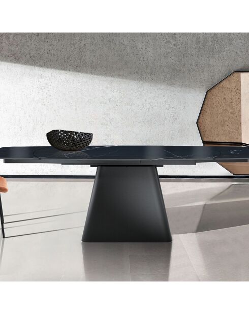 Table à rallonges Eran marbre noir brillant - 78x90x160/240 cm