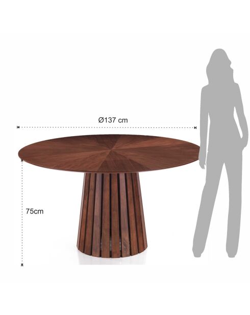 Table ronde Volga Noyer noyer - 75xØ.137 cm