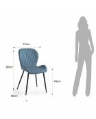 4 Chaises Handy bleu/noir - 86x51x56 cm