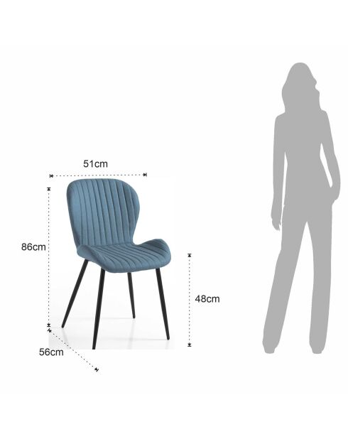 4 Chaises Handy bleu/noir - 86x51x56 cm