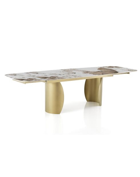Table à rallonges Claw 1 champagne/marbre onyx - 75.5x 89x180/220/260 cm