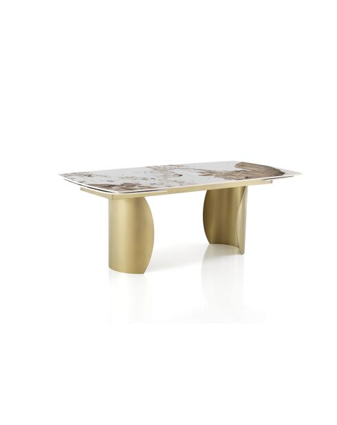 Table à rallonges Claw 1 champagne/marbre onyx - 75.5x 89x180/220/260 cm