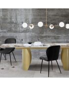 Table à rallonges Claw 1 champagne/marbre onyx - 75.5x 89x180/220/260 cm