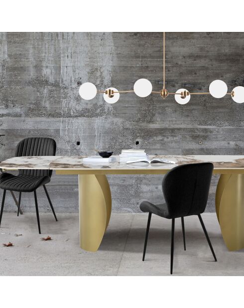Table à rallonges Claw 1 champagne/marbre onyx - 75.5x 89x180/220/260 cm