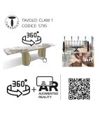 Table à rallonges Claw 1 champagne/marbre onyx - 75.5x 89x180/220/260 cm