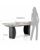 Table à rallonges Claw 2 gris/marbre onyx - 75.5x 89x180/220/260 cm
