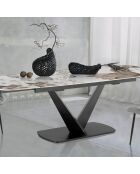 Table à rallonges Hands 2 gris/marbre onyx - 75.5x89x160/200/240 cm