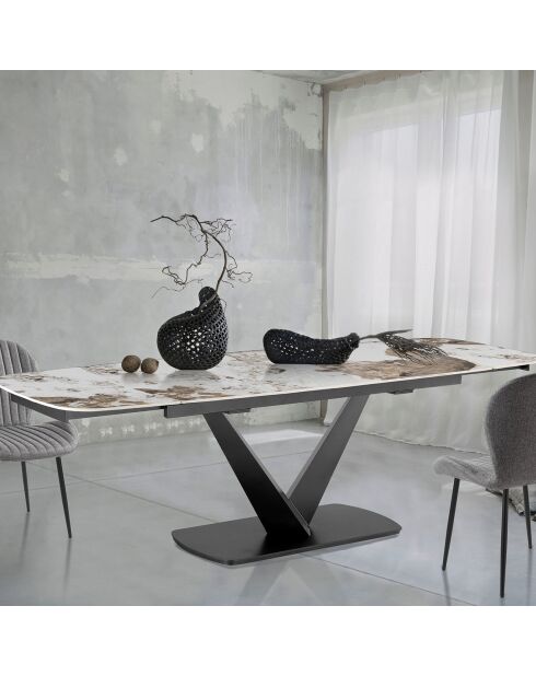 Table à rallonges Hands 2 gris/marbre onyx - 75.5x89x160/200/240 cm