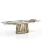 Table à rallonges Cage 1 champagne/marbre onyx - 75.5x89x180/220/260 cm