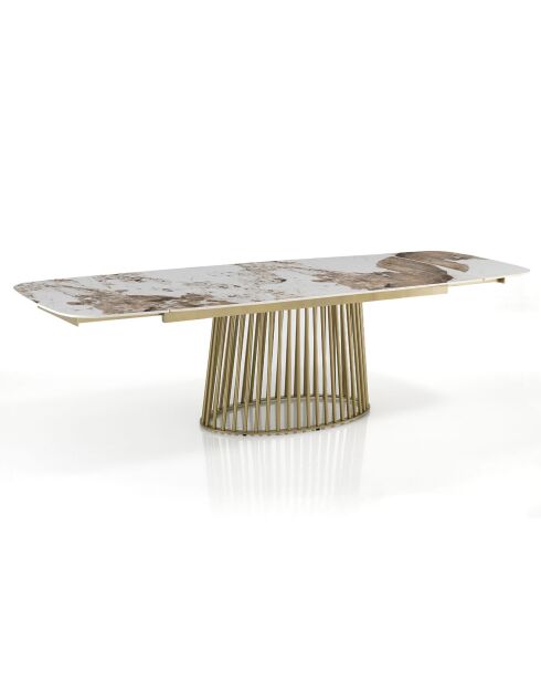 Table à rallonges Cage 1 champagne/marbre onyx - 75.5x89x180/220/260 cm