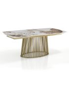 Table à rallonges Cage 1 champagne/marbre onyx - 75.5x89x180/220/260 cm