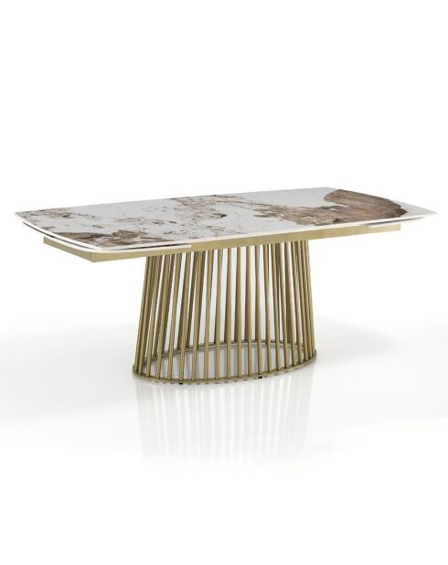 Table à rallonges Cage 1 champagne/marbre onyx - 75.5x89x180/220/260 cm