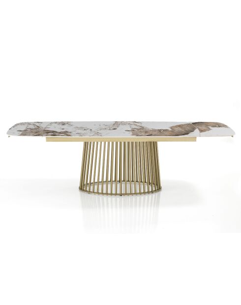 Table à rallonges Cage 1 champagne/marbre onyx - 75.5x89x180/220/260 cm