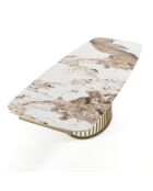 Table à rallonges Cage 1 champagne/marbre onyx - 75.5x89x180/220/260 cm