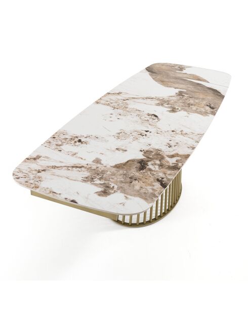 Table à rallonges Cage 1 champagne/marbre onyx - 75.5x89x180/220/260 cm