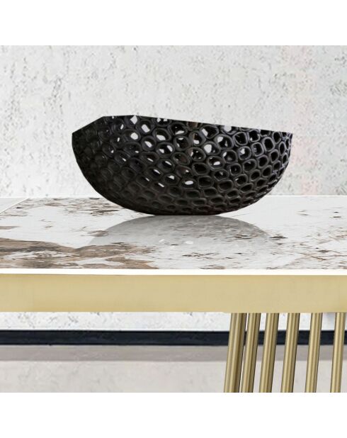 Table à rallonges Cage 1 champagne/marbre onyx - 75.5x89x180/220/260 cm