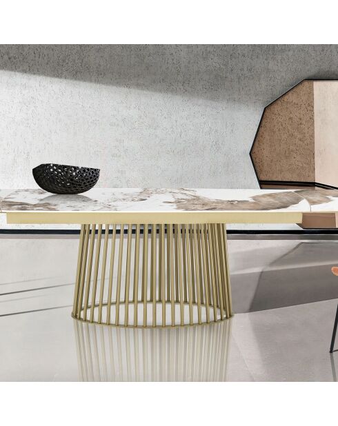 Table à rallonges Cage 1 champagne/marbre onyx - 75.5x89x180/220/260 cm