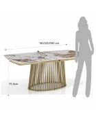 Table à rallonges Cage 1 champagne/marbre onyx - 75.5x89x180/220/260 cm