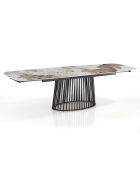 Table à rallonges Cage 2 gris/marbre onyx - 75.5x89x180/220/260 cm