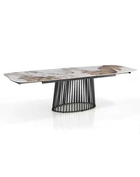 Table à rallonges Cage 2 gris/marbre onyx - 75.5x89x180/220/260 cm