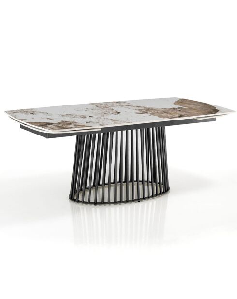 Table à rallonges Cage 2 gris/marbre onyx - 75.5x89x180/220/260 cm