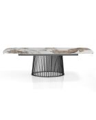 Table à rallonges Cage 2 gris/marbre onyx - 75.5x89x180/220/260 cm