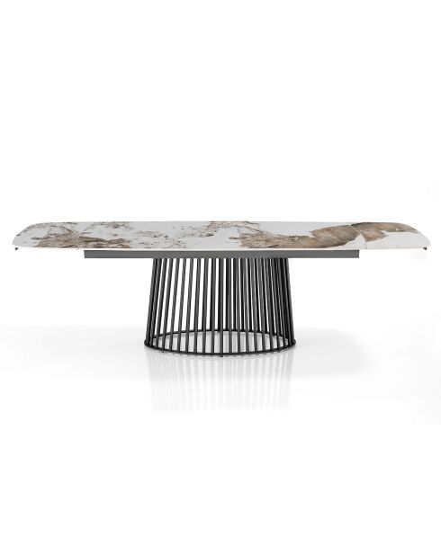 Table à rallonges Cage 2 gris/marbre onyx - 75.5x89x180/220/260 cm