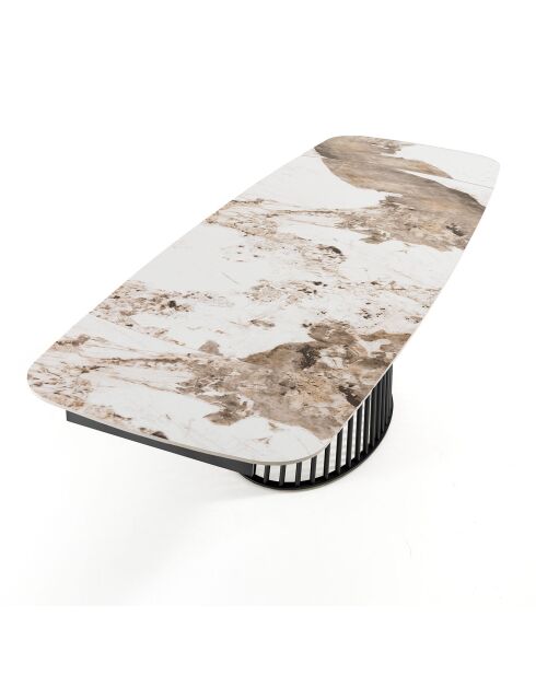 Table à rallonges Cage 2 gris/marbre onyx - 75.5x89x180/220/260 cm