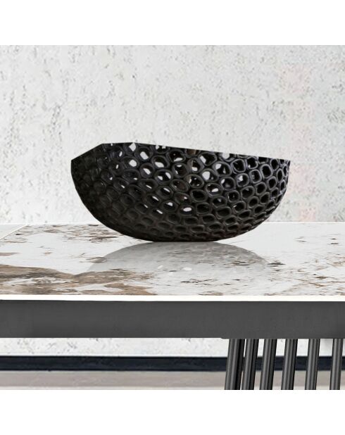 Table à rallonges Cage 2 gris/marbre onyx - 75.5x89x180/220/260 cm