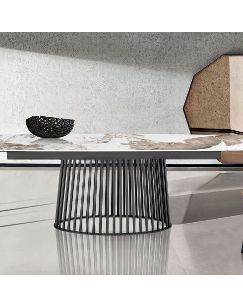 Table à rallonges Cage 2 gris/marbre onyx - 75.5x89x180/220/260 cm