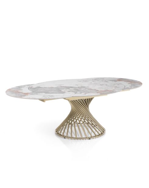 Table à rallonges Jorum 1 champagne/marbre onyx - 75xØ.120 cm