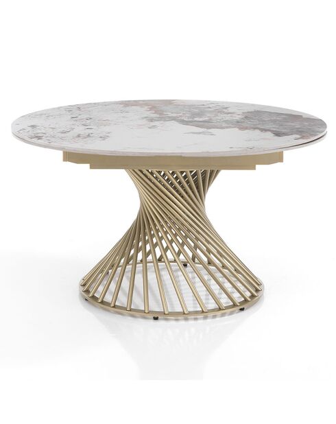 Table à rallonges Jorum 1 champagne/marbre onyx - 75xØ.120 cm