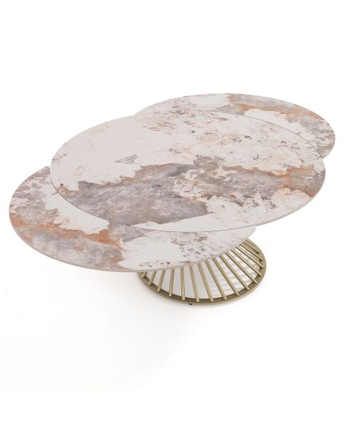 Table à rallonges Jorum 1 champagne/marbre onyx - 75xØ.120 cm