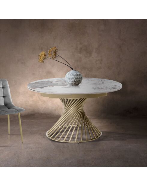 Table à rallonges Jorum 1 champagne/marbre onyx - 75xØ.120 cm