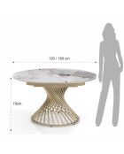 Table à rallonges Jorum 1 champagne/marbre onyx - 75xØ.120 cm